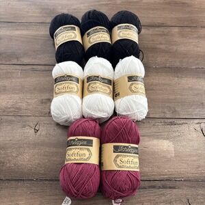 8 Skeins  Scheepjes Softfun DK Yarn 60% Cotton 40% Acrylic Blk Snow Mauve